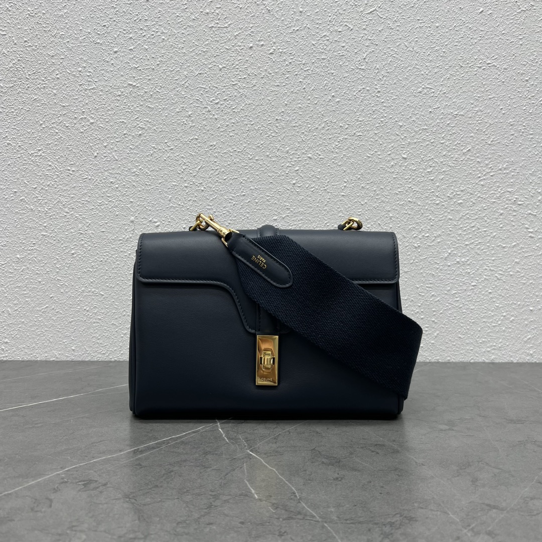 Celine Teen Soft 16 Smooth Calfskin Shoulder Bag Dark Blue 196853